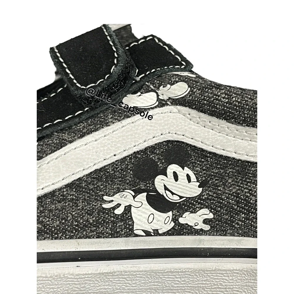 Size 13Y Kids Vans Old Skool Disney Mickey Mouse Youth Easy On Slip VN000VHEBMB